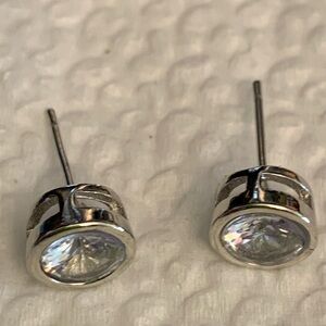 Earrings sterling silver 925 with white Zirconia Cz Stones Stud jewelry